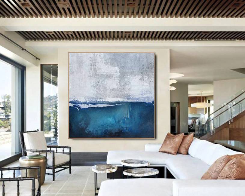 Sky Original Ocean Gray Sea Abstract Canvas Artwork WRW3J